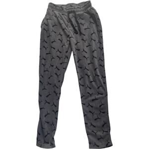 PUMA Fleece Joggers Sweatpants Gray All-Over Logo Drawstring
